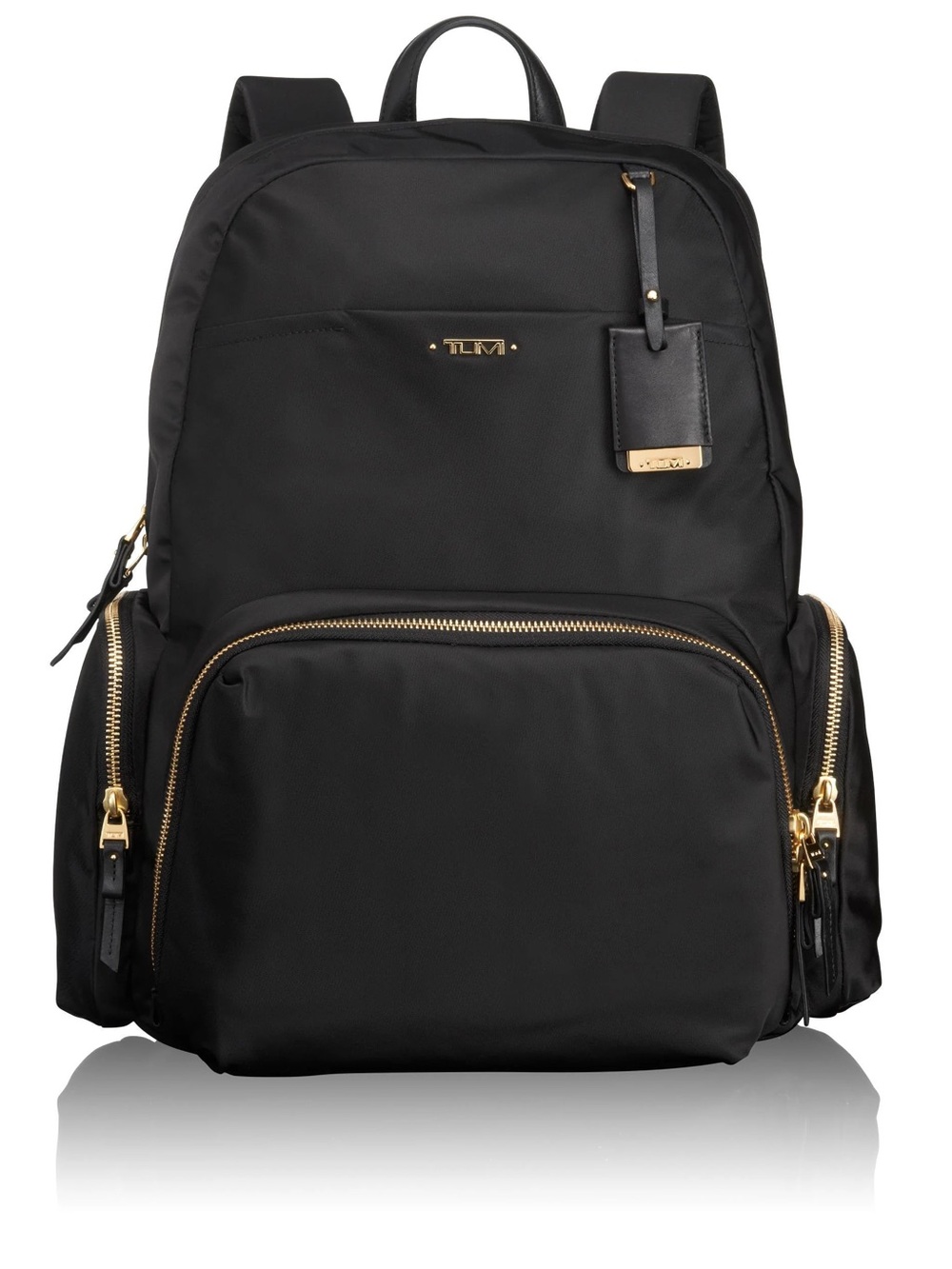 TUMI Black Nylon Backpack with Gold Hardware